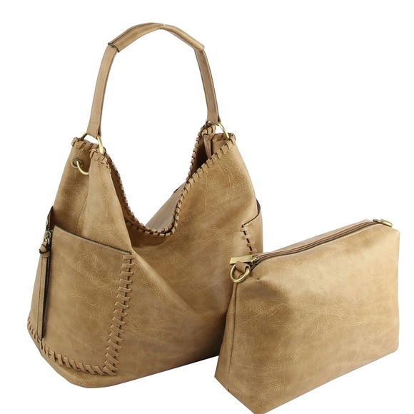 Emperia Handbags - Tan Vegan Leather Women's Bag Set ( Hobo Style )